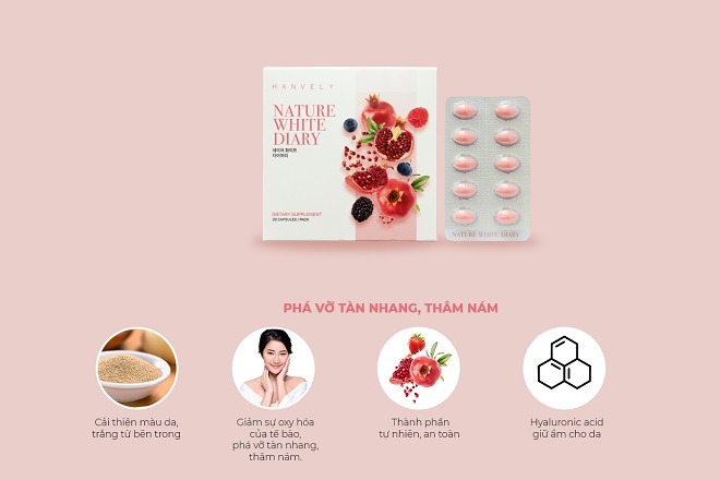 Viên uống trắng da Hanvely có tác dụng phụ không? thanh phan vien uong hanvely natural white diary - Viên uống trắng da Hanvely có tác dụng phụ không?